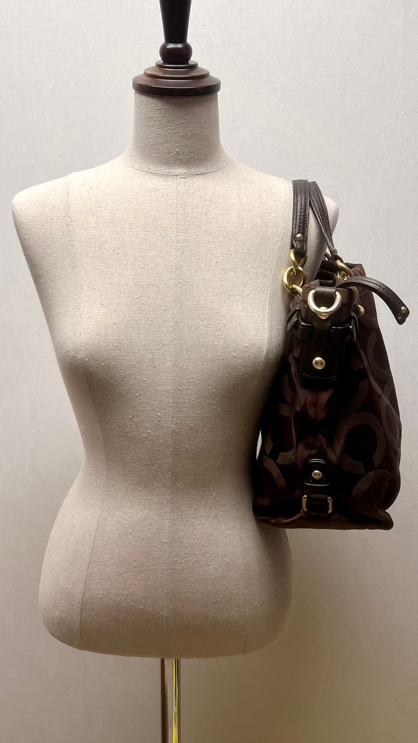 90s coach 딥 초코 브라운 코치 시그니처 자가드 숄더백 핸드백 상품이미지3