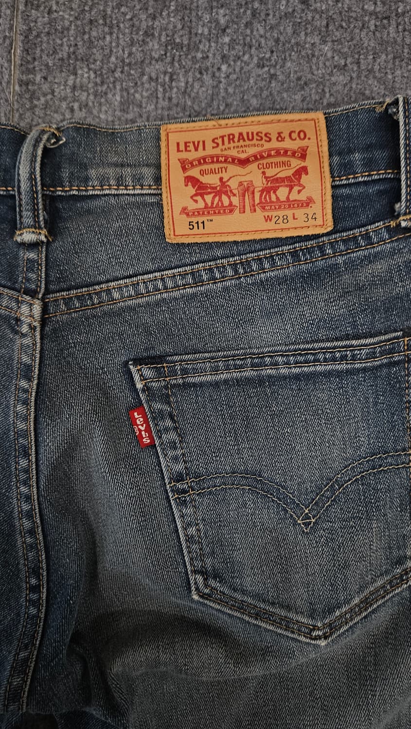 리바이스 511 W28 L34 레드탭 중청 데님 팬츠 상품이미지4