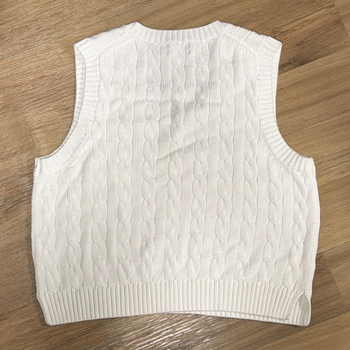 폴로랄프로렌 W 케이블 니트 코튼 V넥 스웨터 베스트 - 화이트 상품이미지3