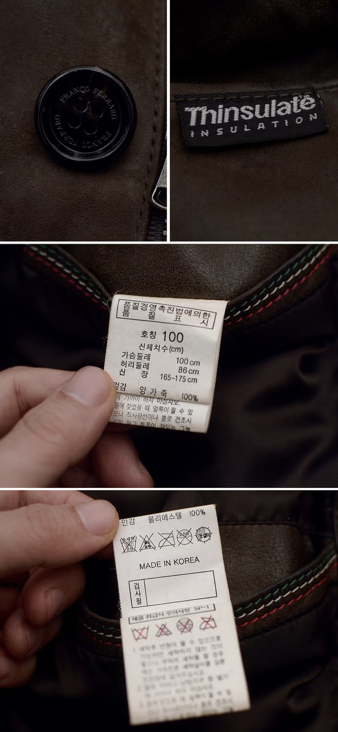 프랑코 페라로 이태리 양가죽 누벅레더 패딩 자켓 (100) 상품이미지10