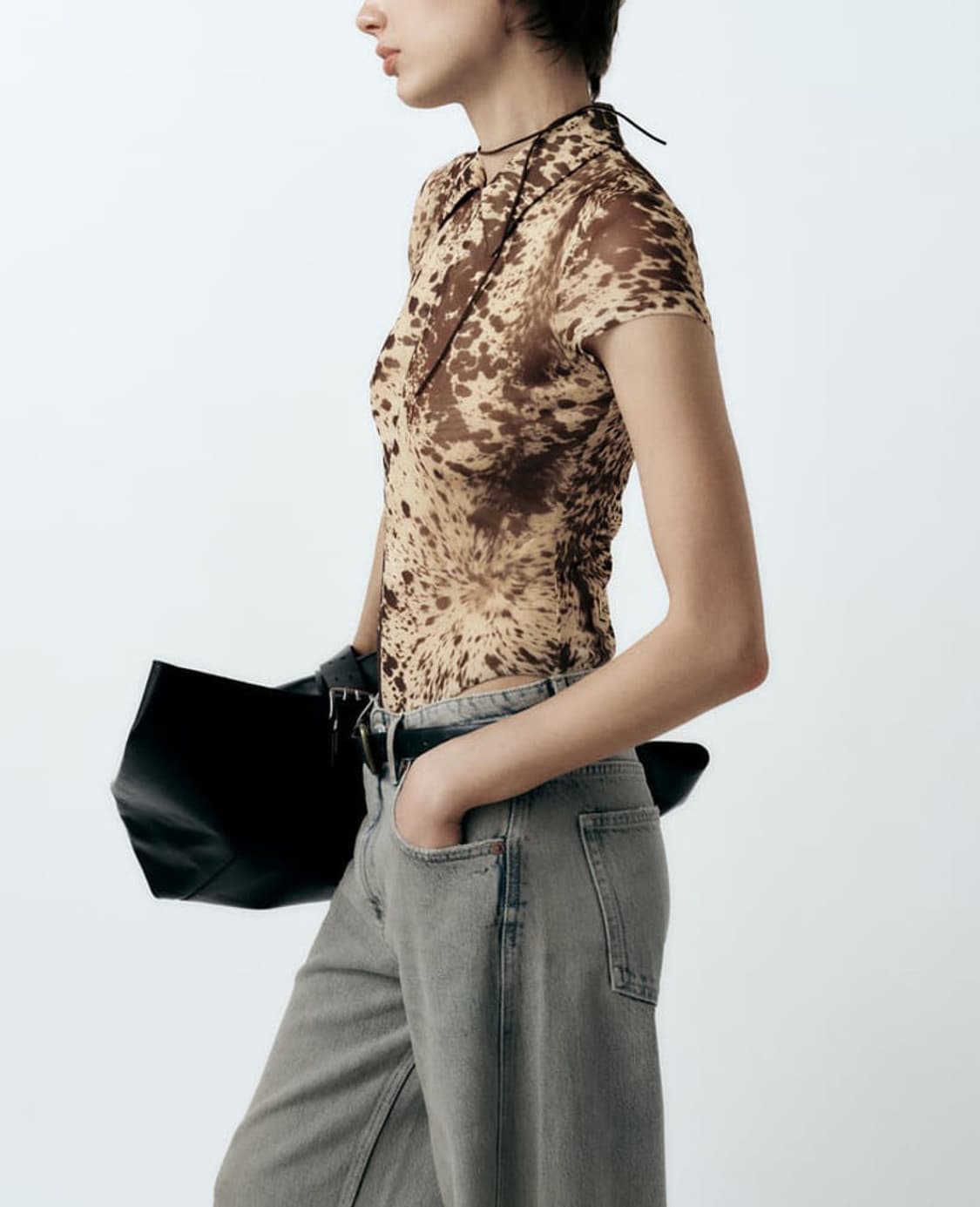 자라 레오파드 애니멀 프린트 튤 바디수트 상품이미지3
