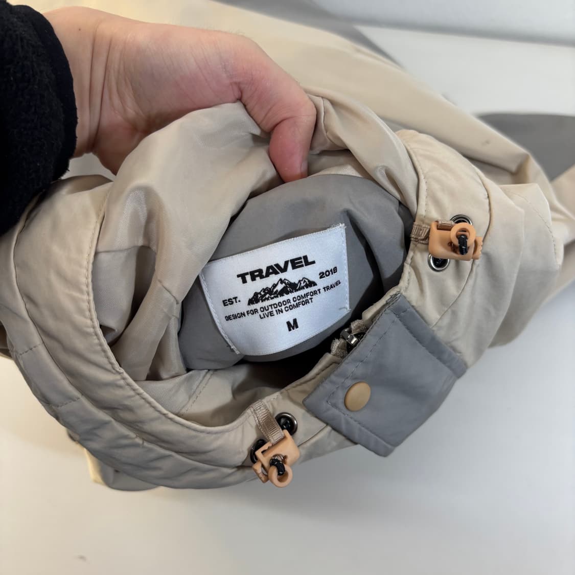 M-L 트래블 오버핏 베이지그레이 투웨이 윈드브레이크 바막자켓 상품이미지4