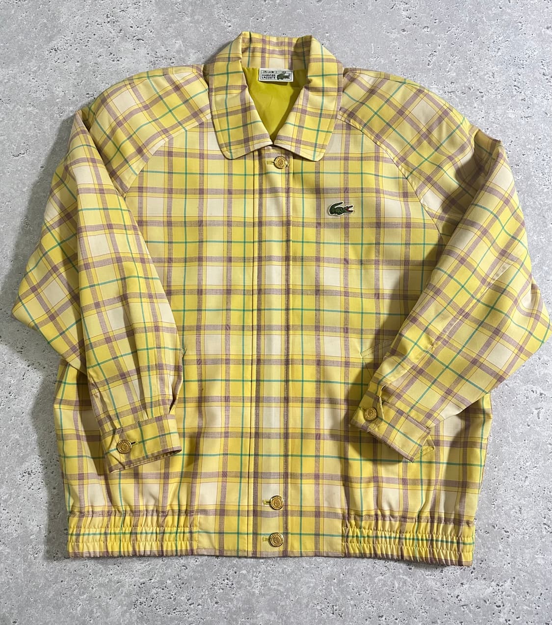 90s Lacoste 올드스쿨 서광 옐로우 타탄 체크 자켓 상품이미지2