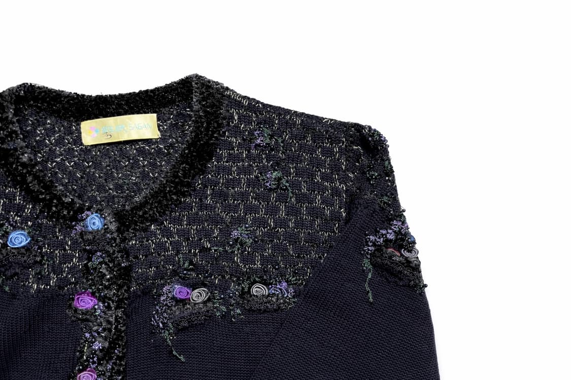JPN 90s 일본 빈티지 y2k 모리걸 플라워 비즈 프렌치 가디건 상품이미지4