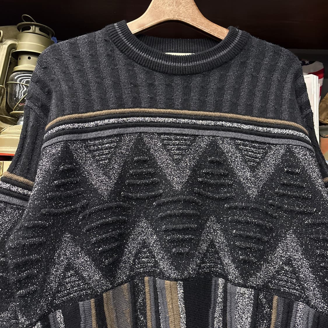 90s 란셀 엠보싱 리버스 자카드 패턴 스웨터 N163 상품이미지3