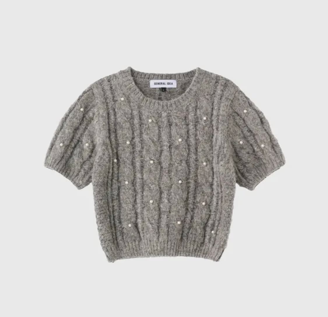 제너럴아이디어 케이블 진주 하프 니트 상품이미지1