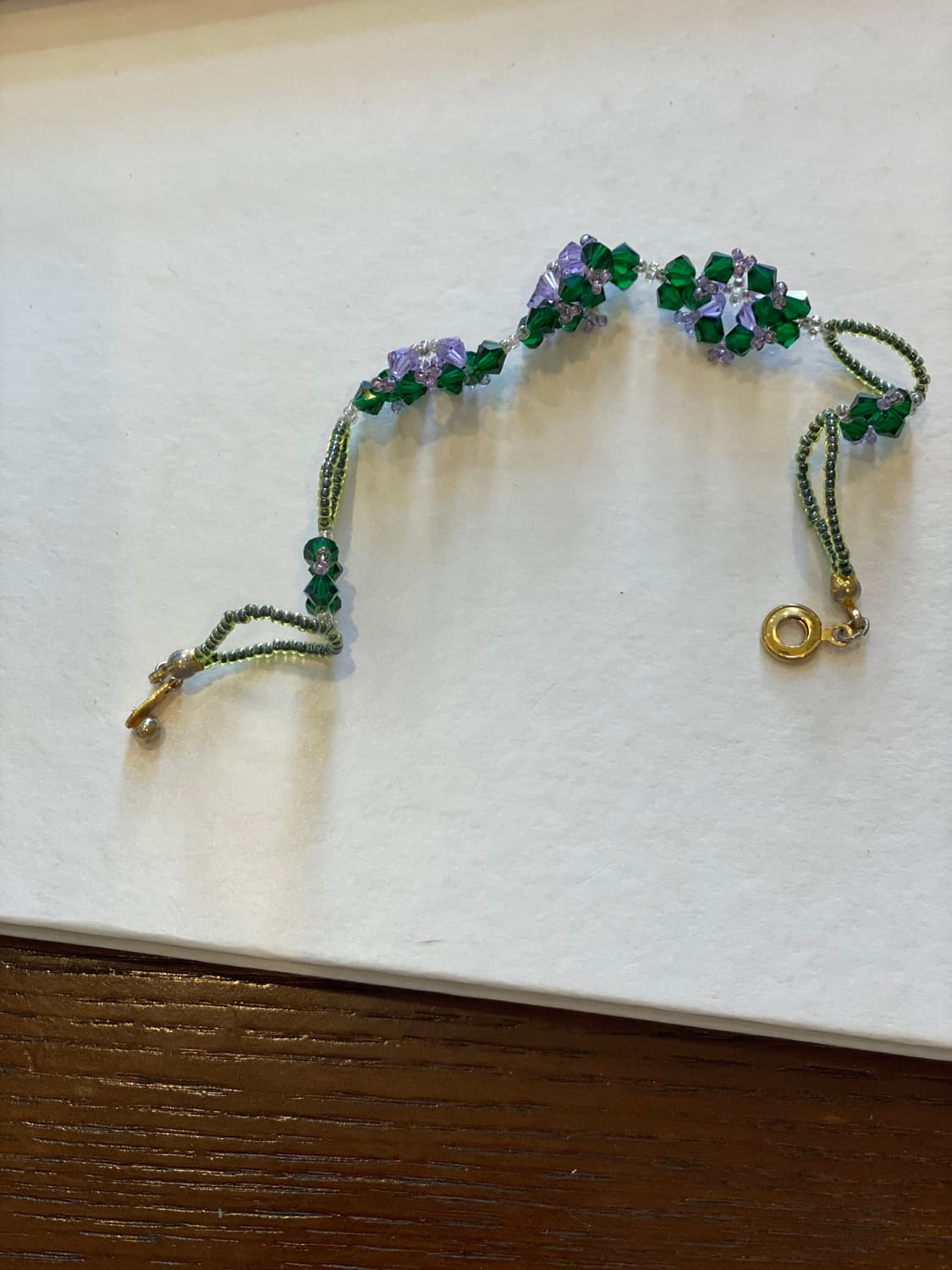 빈티지 퍼플 그린 플라워 비즈 팔찌 상품이미지4