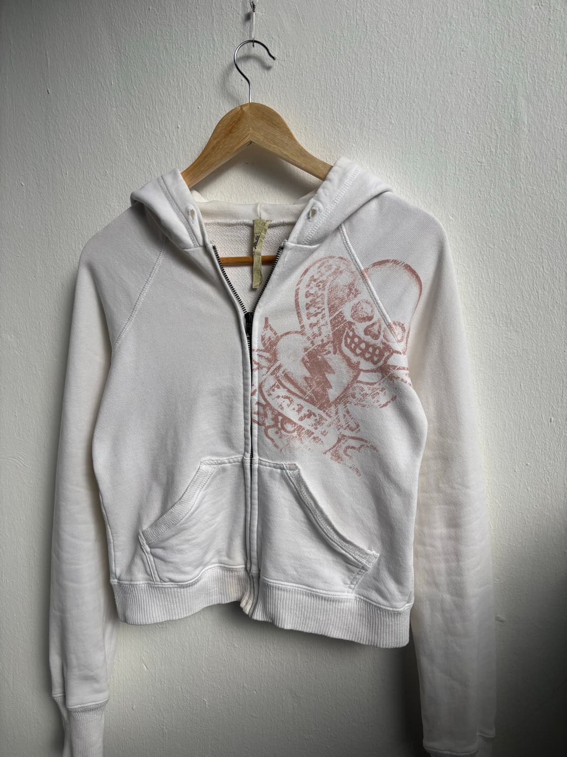 Vintage White Skull Graphic Hood Zip-Up 상품이미지5