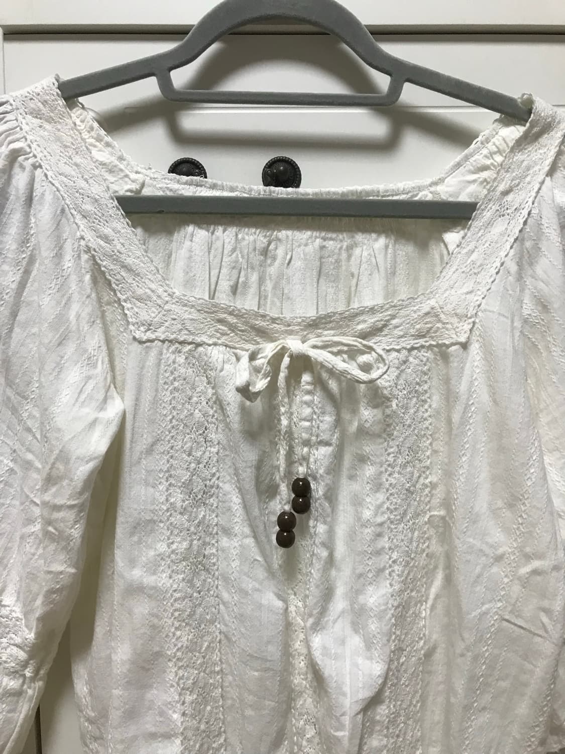 일본 빈티지 화이트 레이스 7부 블라우스 상품이미지2