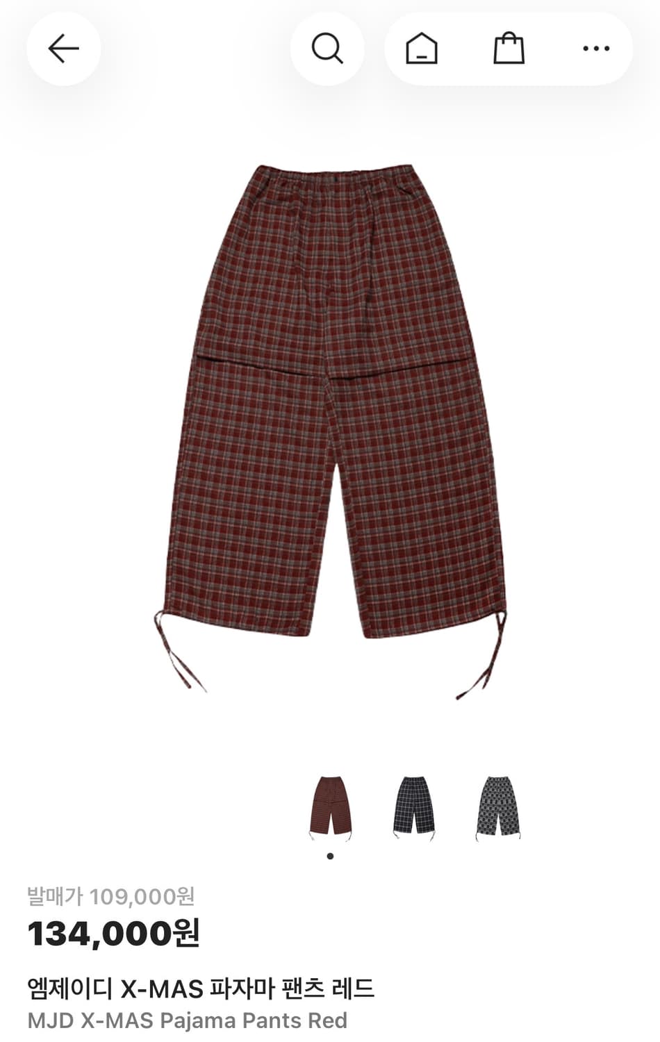 mjd x-mas 파자마 팬츠 레드 상품이미지1