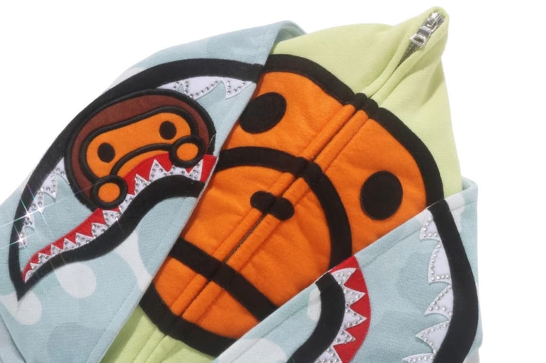 베이프 여성용 S 크리스탈  베이비 마일로 샤크 크롭 풀 집 더블 후 상품이미지5