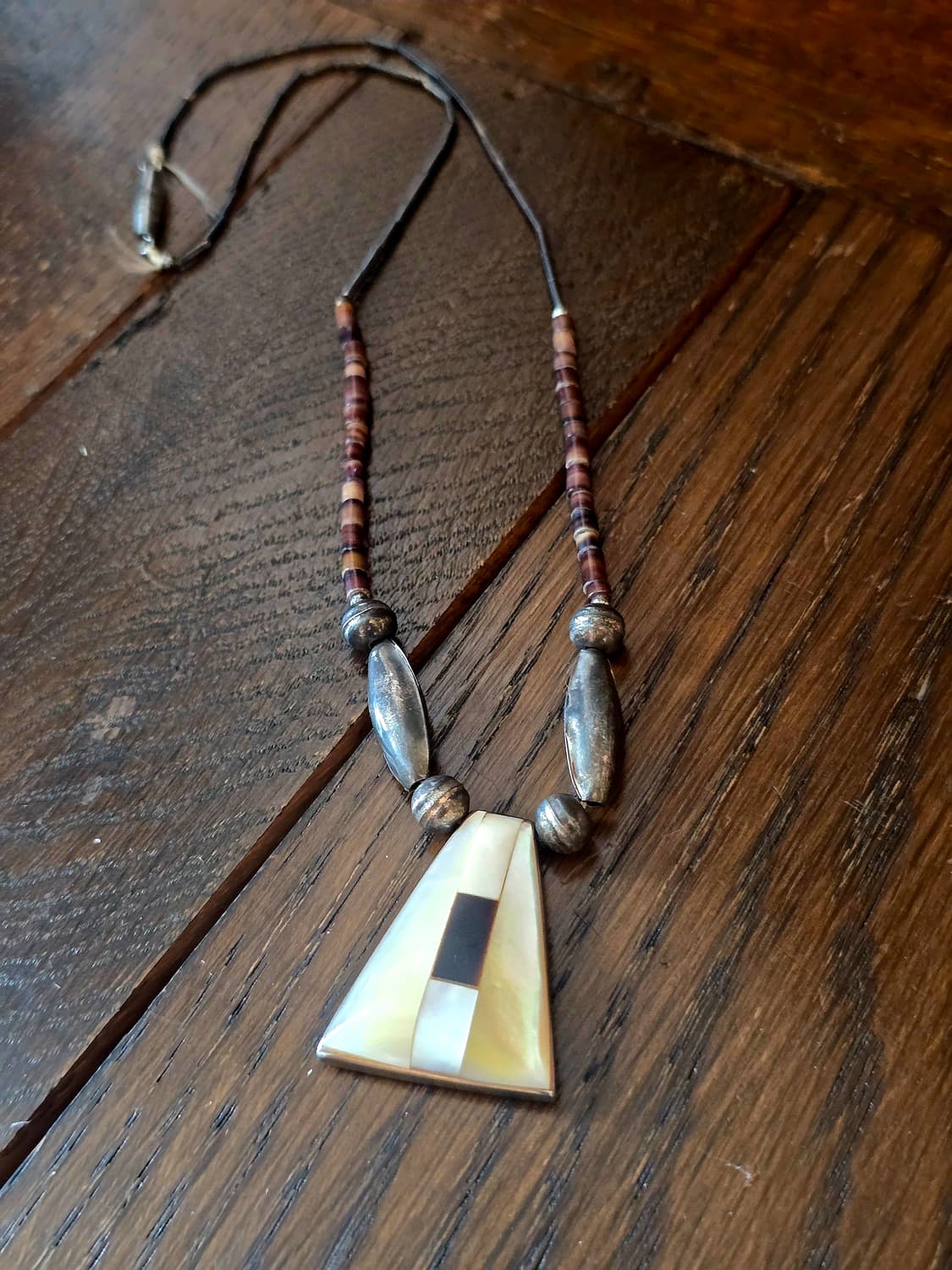 🇺🇸네이티브 아메리칸 실버 자개 은 목걸이 상품이미지1