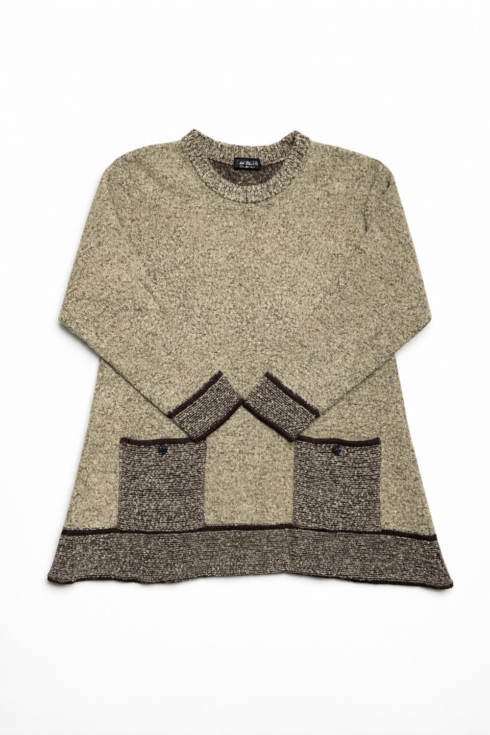 JPN 90s~00s 일본 빈티지 모리걸 베이지 배색 니트 원피스 상품이미지1