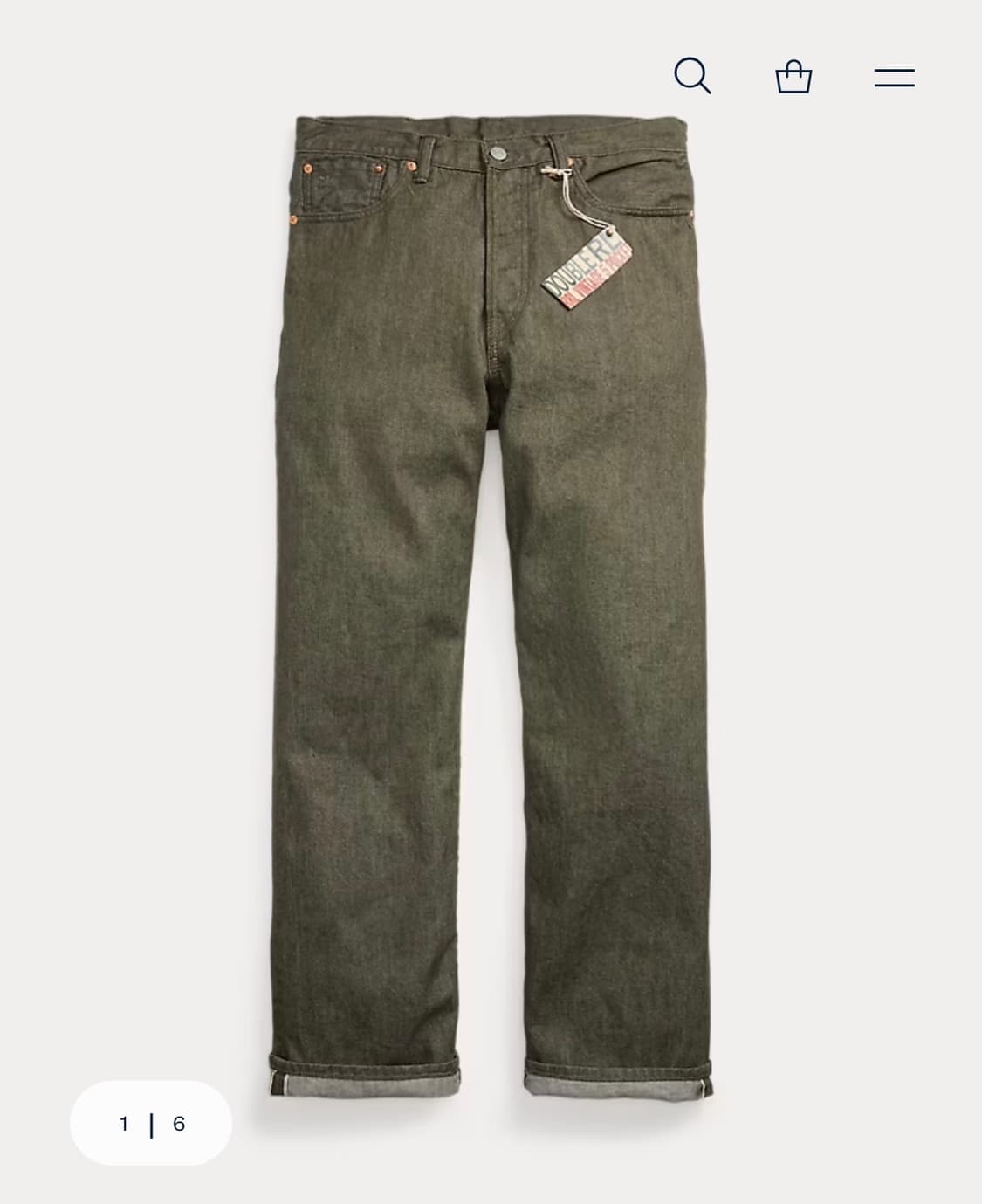 rrl 더블알엘 빈티지파이브포켓 올리브 셀비지 진 상품이미지3
