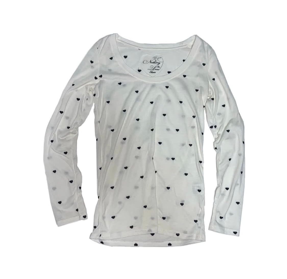 빈티지 하트 패턴 롱슬리브 상품이미지1