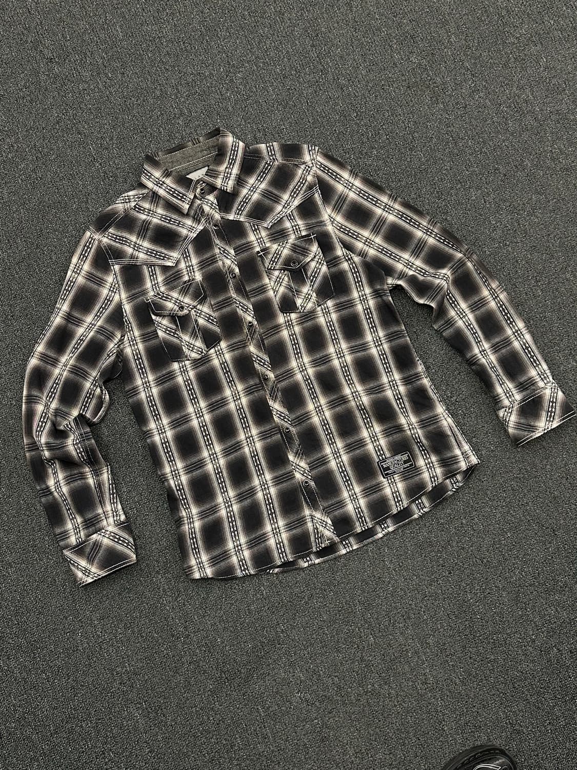 M)VILLAND 빈티지 웨스턴 체크패턴 긴팔셔츠 상품이미지2