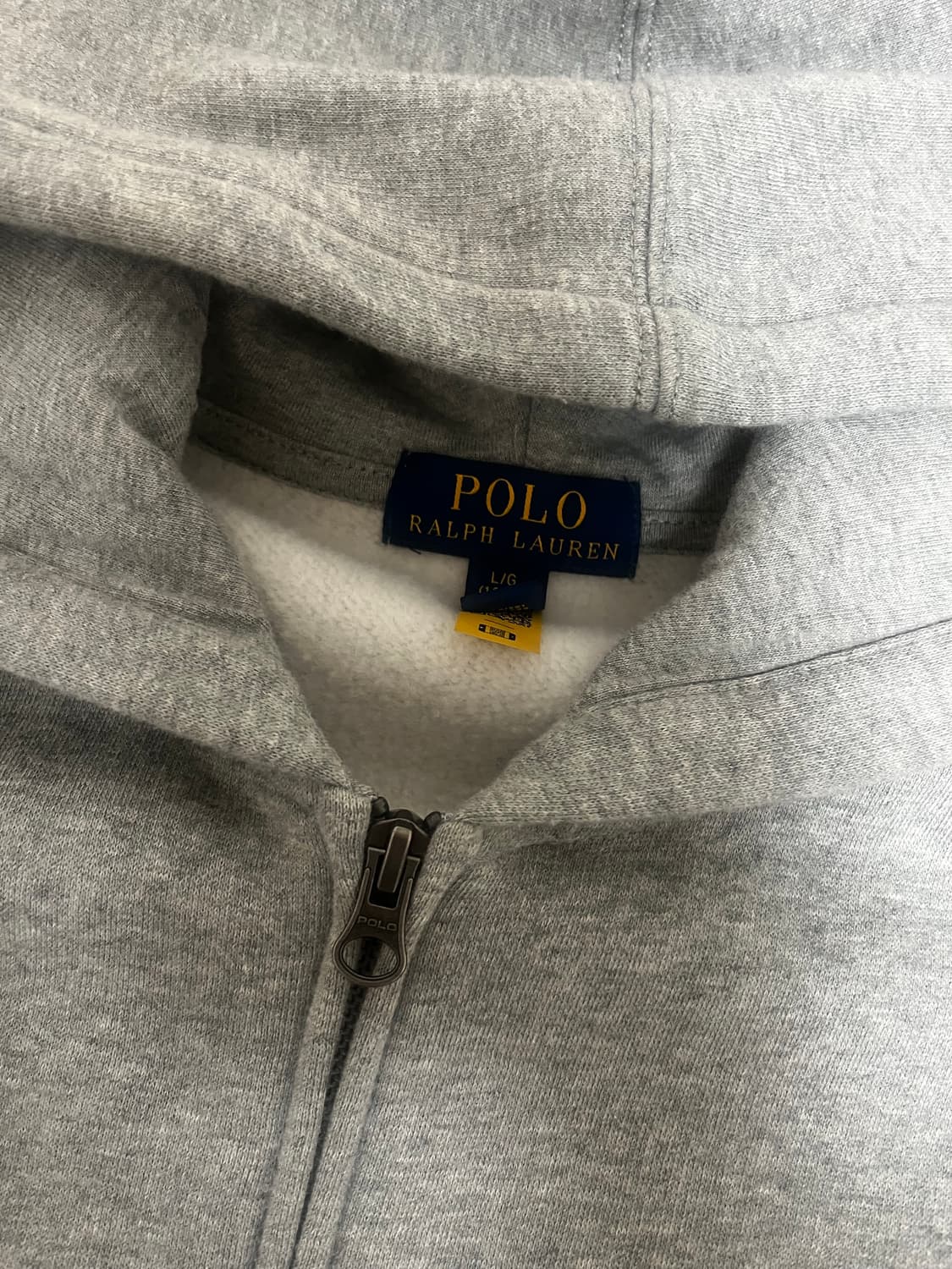 폴로 그레이 기모 후드집업 상품이미지2