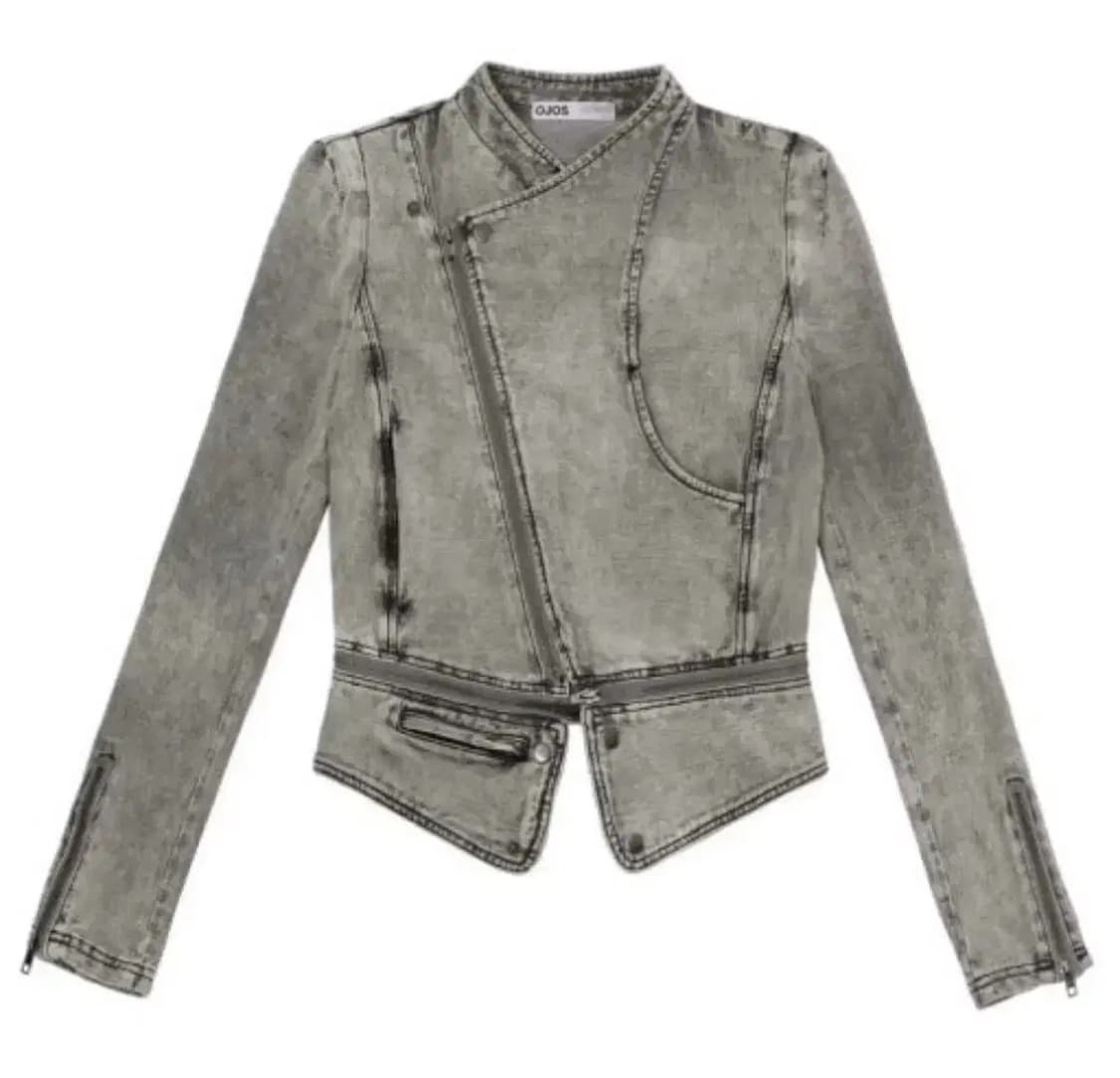 오호스 스판 데님 라이더 자켓 그레이 상품이미지1