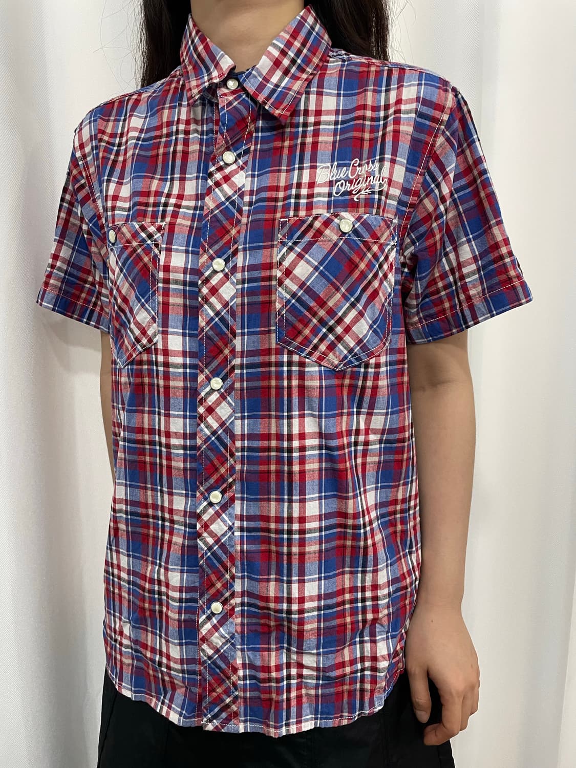 blue cross check design shirt 상품이미지2