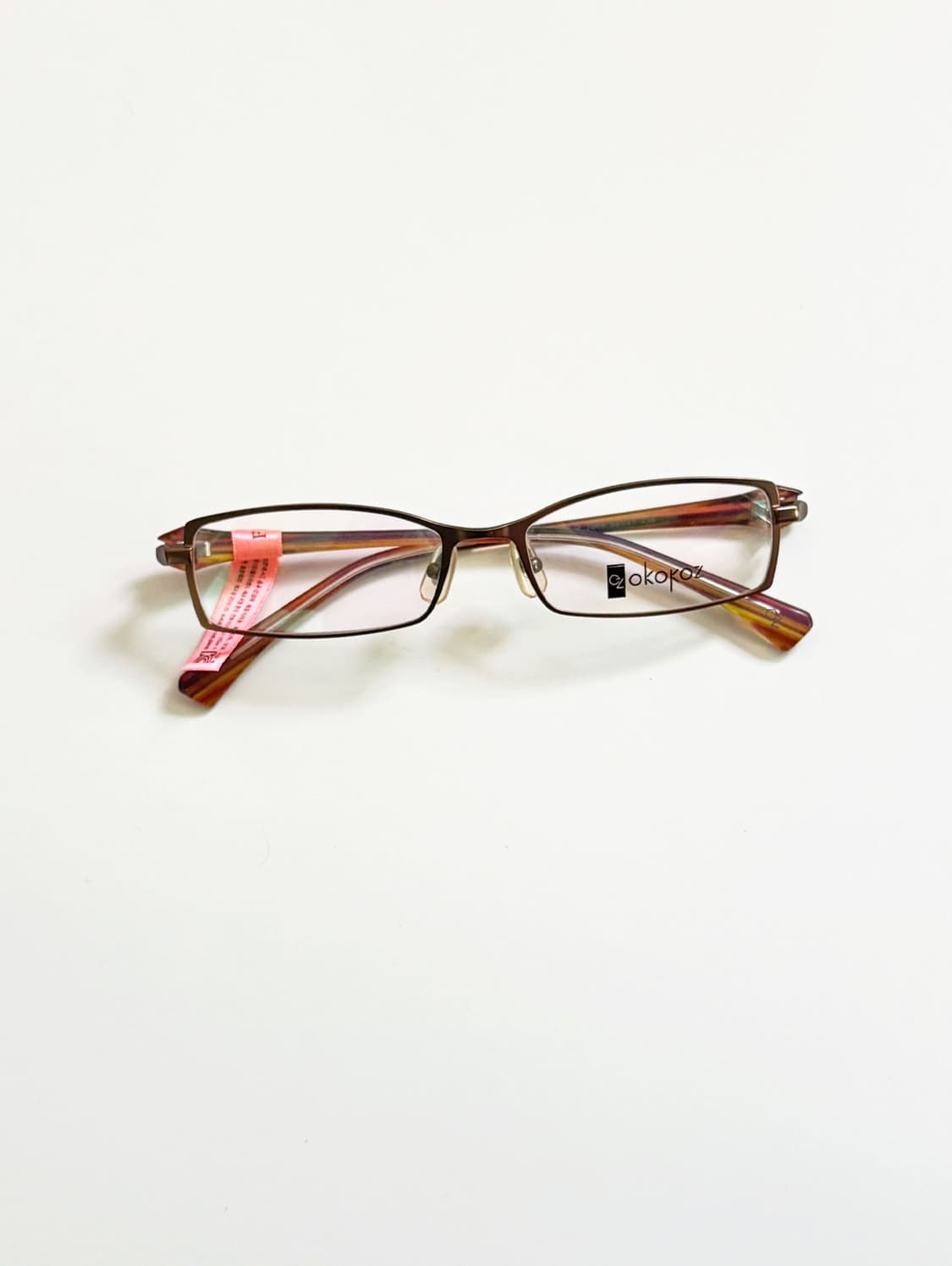 OKOKOZ 브라운 티타늄 메탈 슬림 스퀘어 빈티지 안경 상품이미지1