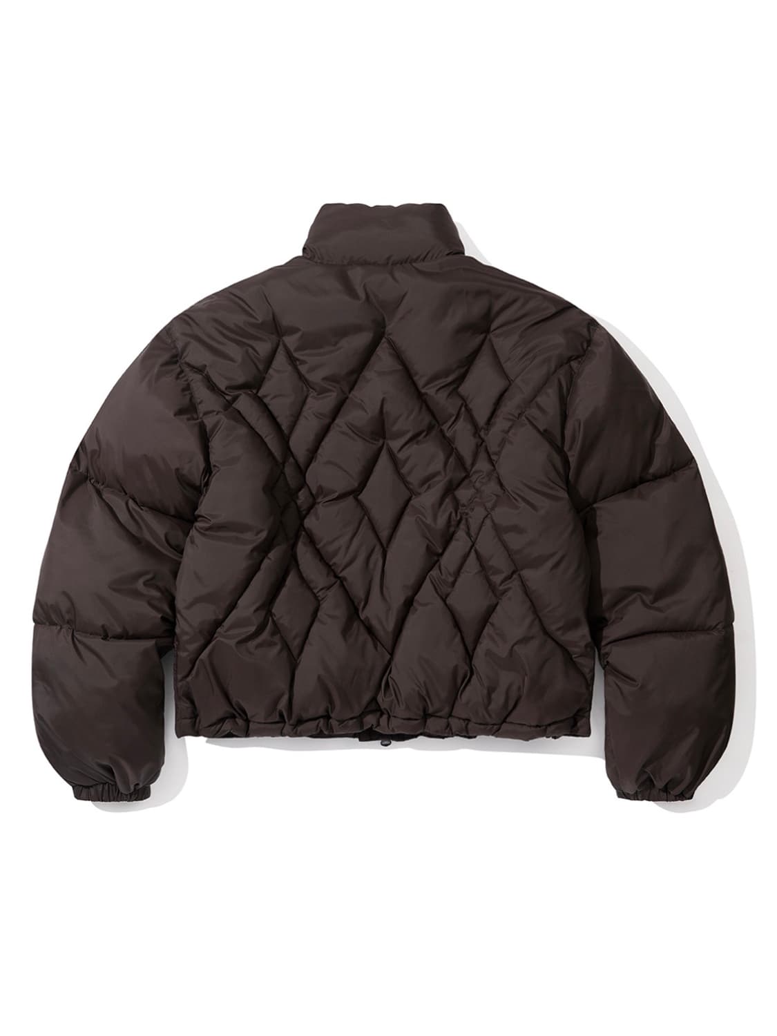 세컨모놀로그 아가일 체크 퀼팅 크롭 패딩 점퍼 브라운 상품이미지2