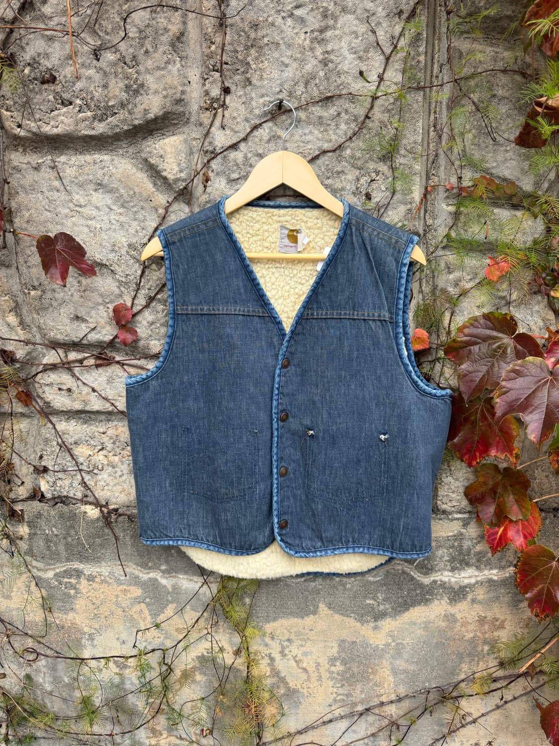 80s 칼하트 빈티지 데님 쉐르파 베스트 L 상품이미지1