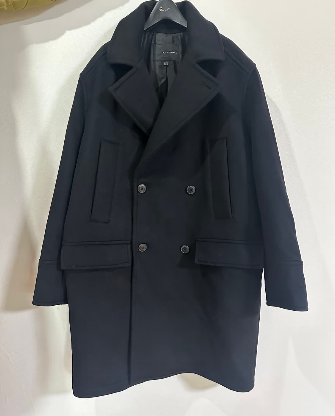 (새상품)Kai-aakmann 블랙 더블 울코트 상품이미지4