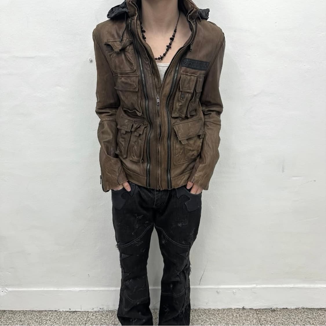 Solid homme multi pocket leather jacket 상품이미지4
