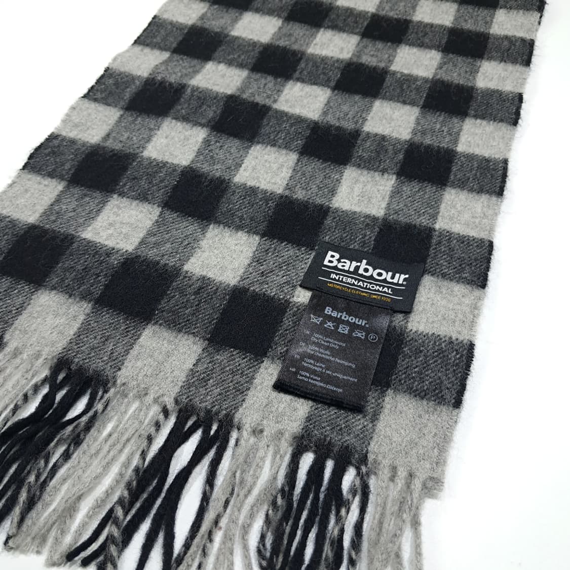MX472 바버 램스울 인터내셔널 체크 그레이 머플러 목도리 상품이미지3
