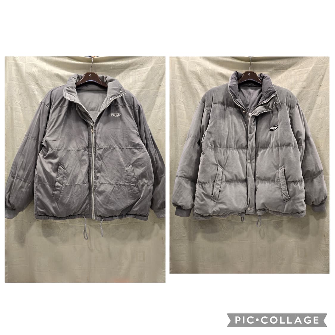CRUMP 크럼프 양면 벨벳 패딩 점퍼 회색 100 상품이미지1