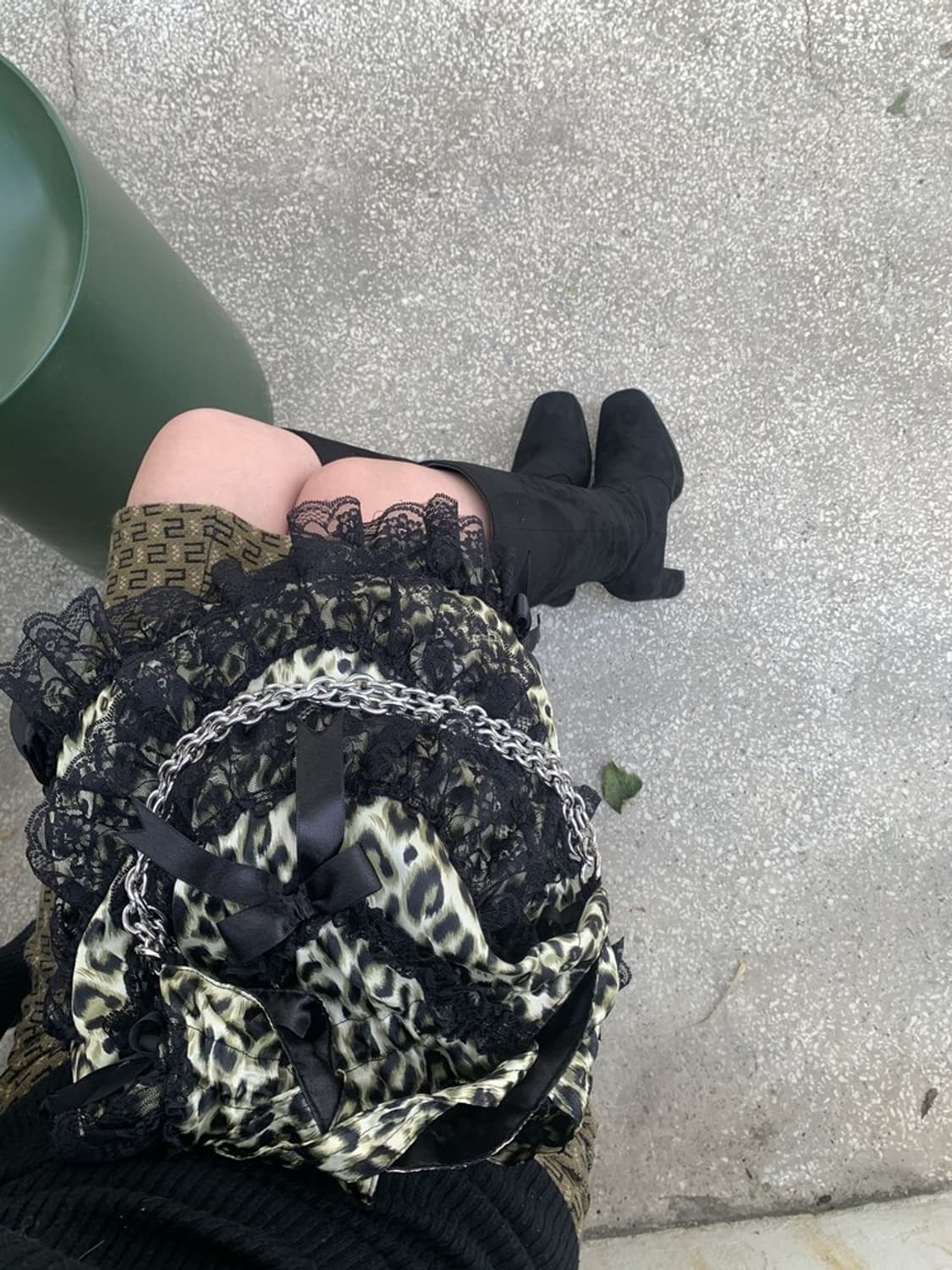 베이비메탈클럽 레오파드 체인 리본 가방 레이스 갸루 Y2K 호피 베메클 상품이미지2