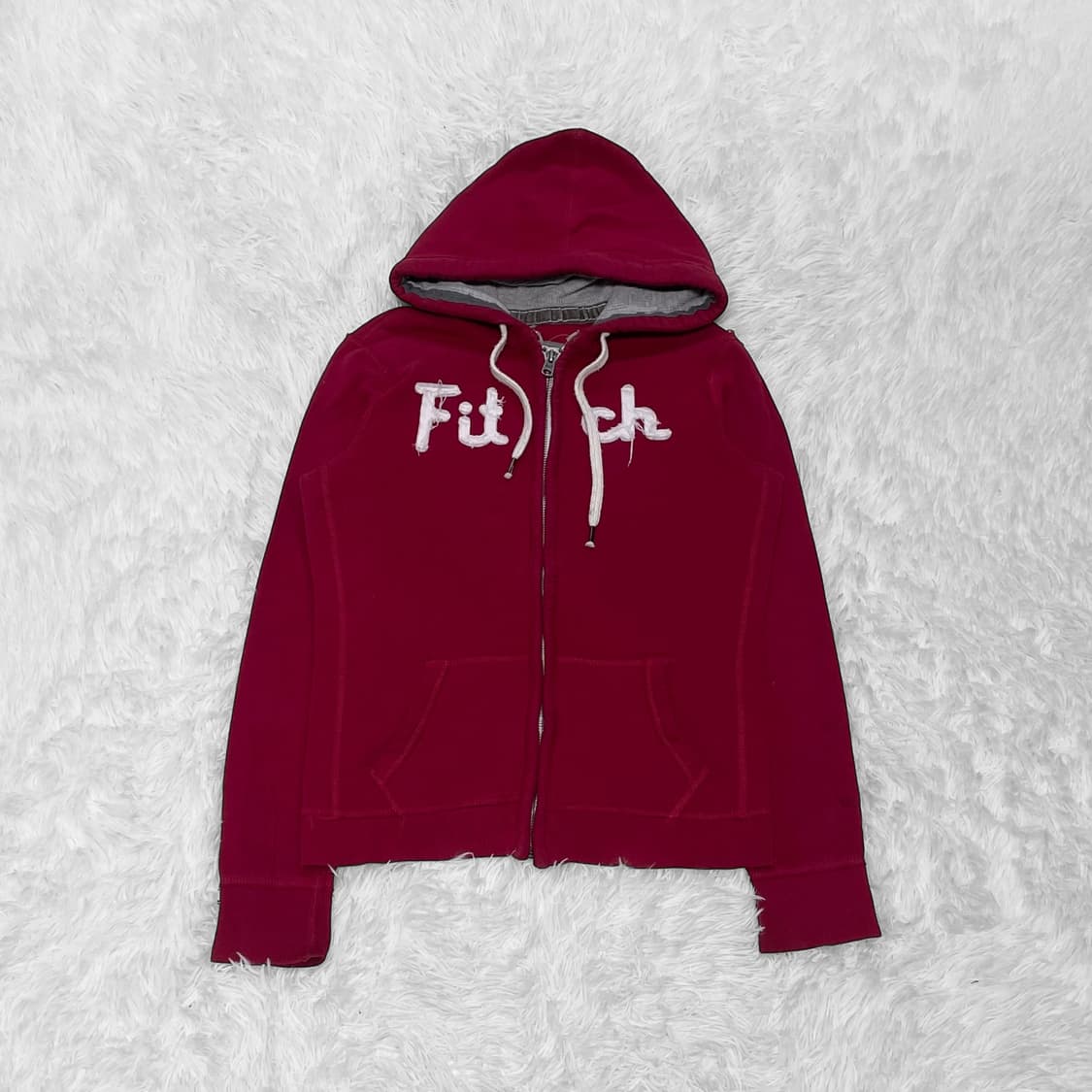 아베크롬비 피치 로고 후드집업 버건디 레드 상품이미지2