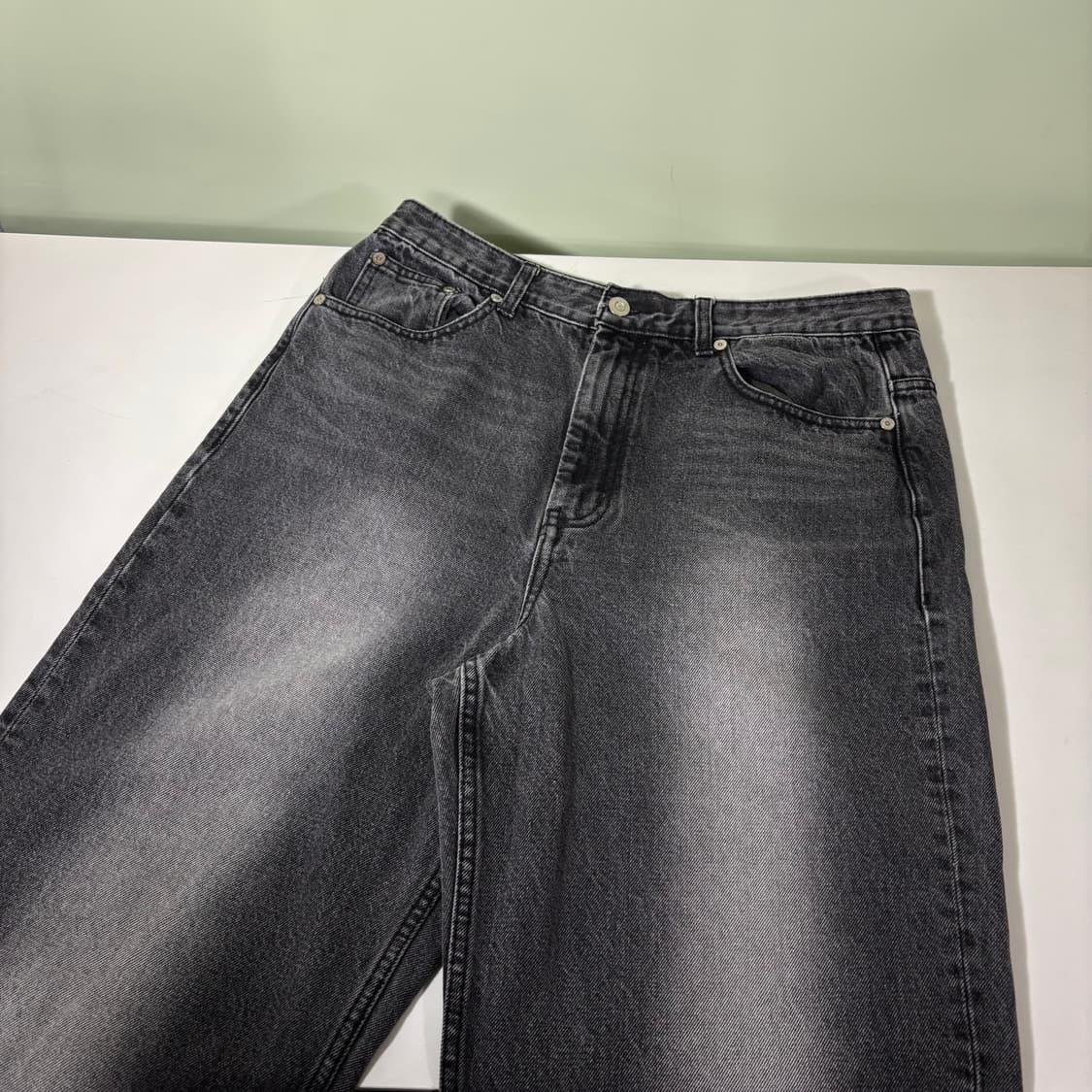 L 세터 흑청 세미와이드 워싱 데님팬츠 상품이미지1