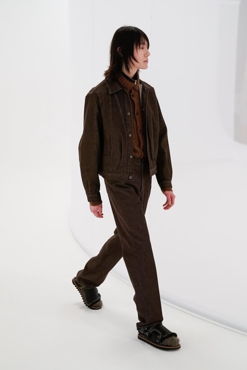 [30]오라리 21fw 하드 트위스트 와이드 데님 브라운 상품이미지1