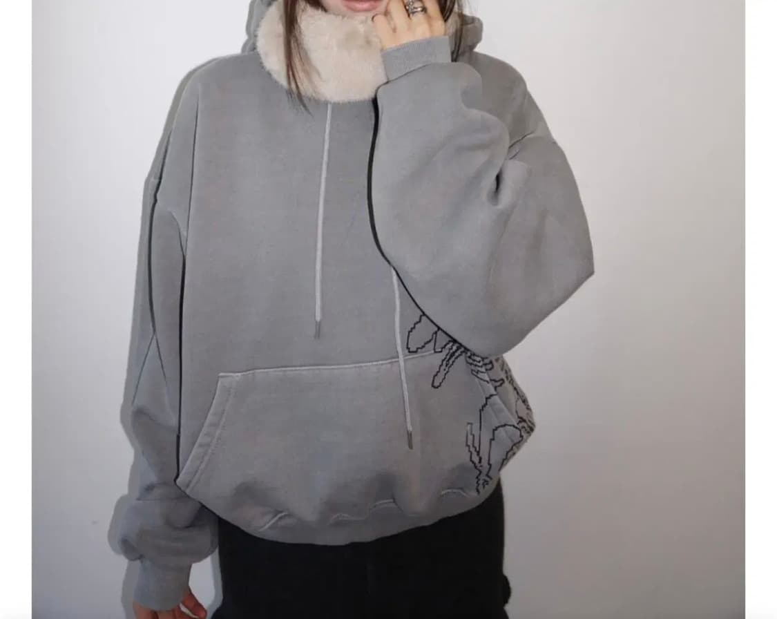 Besensai b3shop washed print hood 그레이 후드 상품이미지1