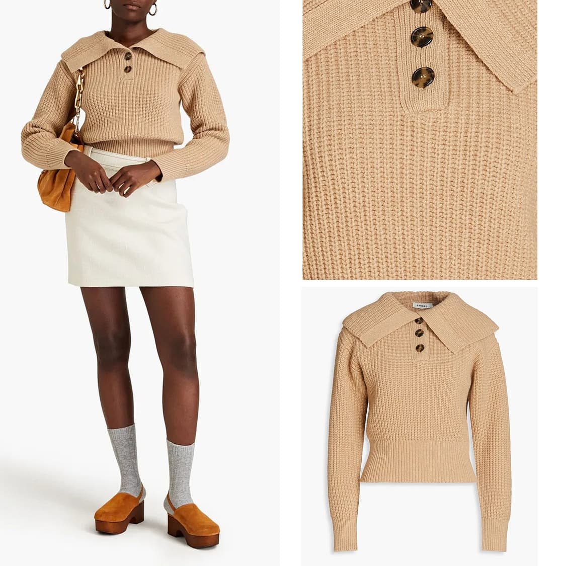 산드로 22 울100 카라 니트 탑 상품이미지2