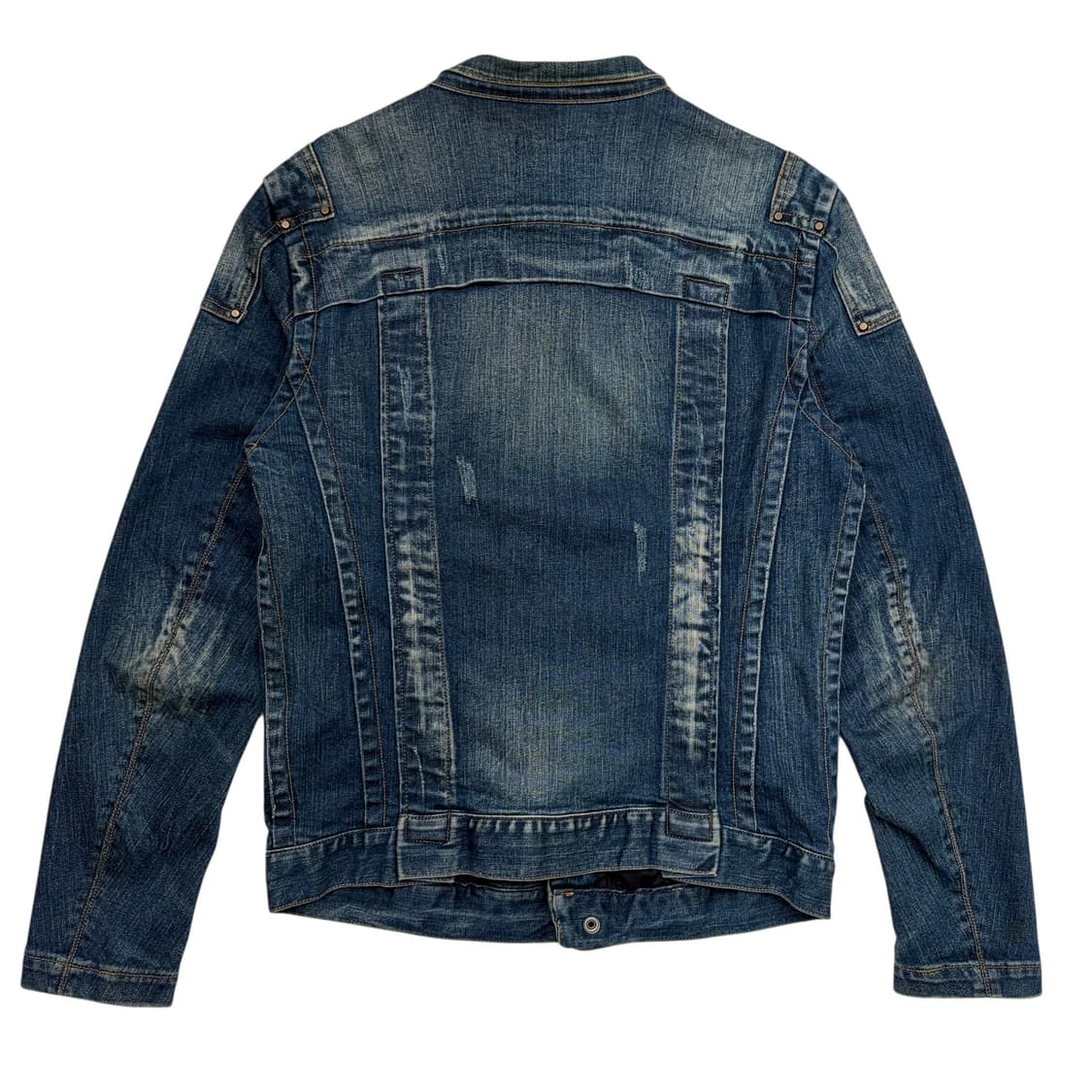 버커루 빈티지 y2k 아이스워싱 데님 바이커 자켓 M 상품이미지4