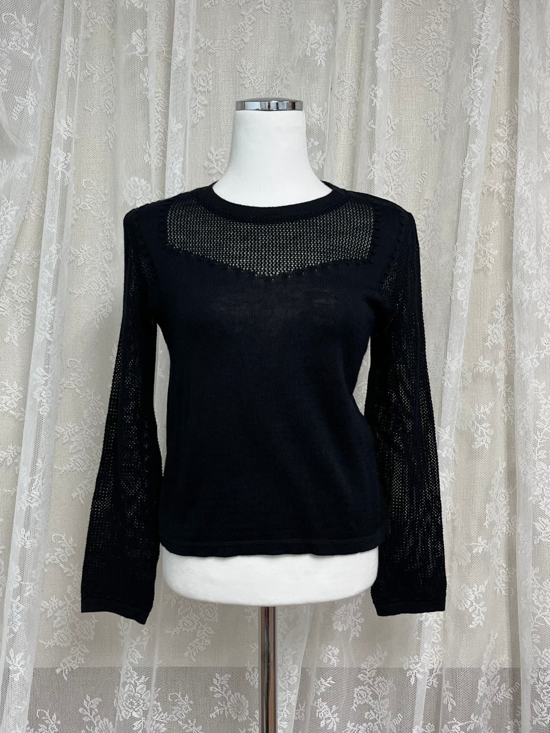 66) 한섬 오즈세컨 시스루 니트 블랙 상품이미지1