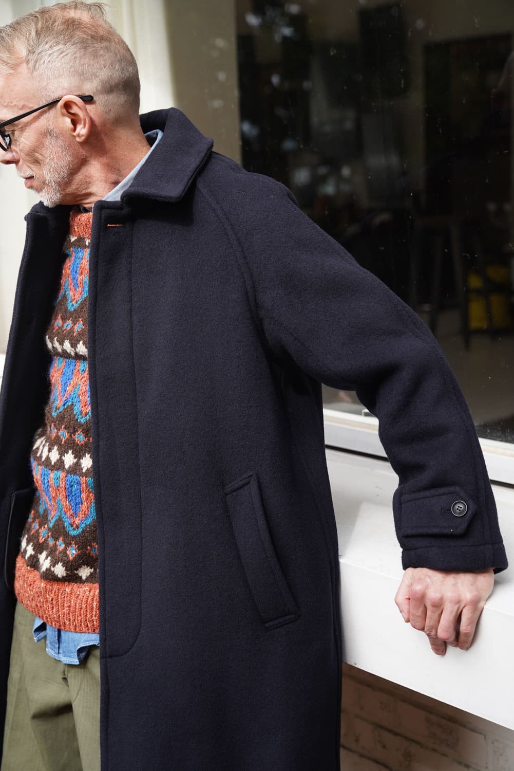 [42] 런던 트레디션 인버티드 플리츠 울 코트 네이비 BW 28 상품이미지2