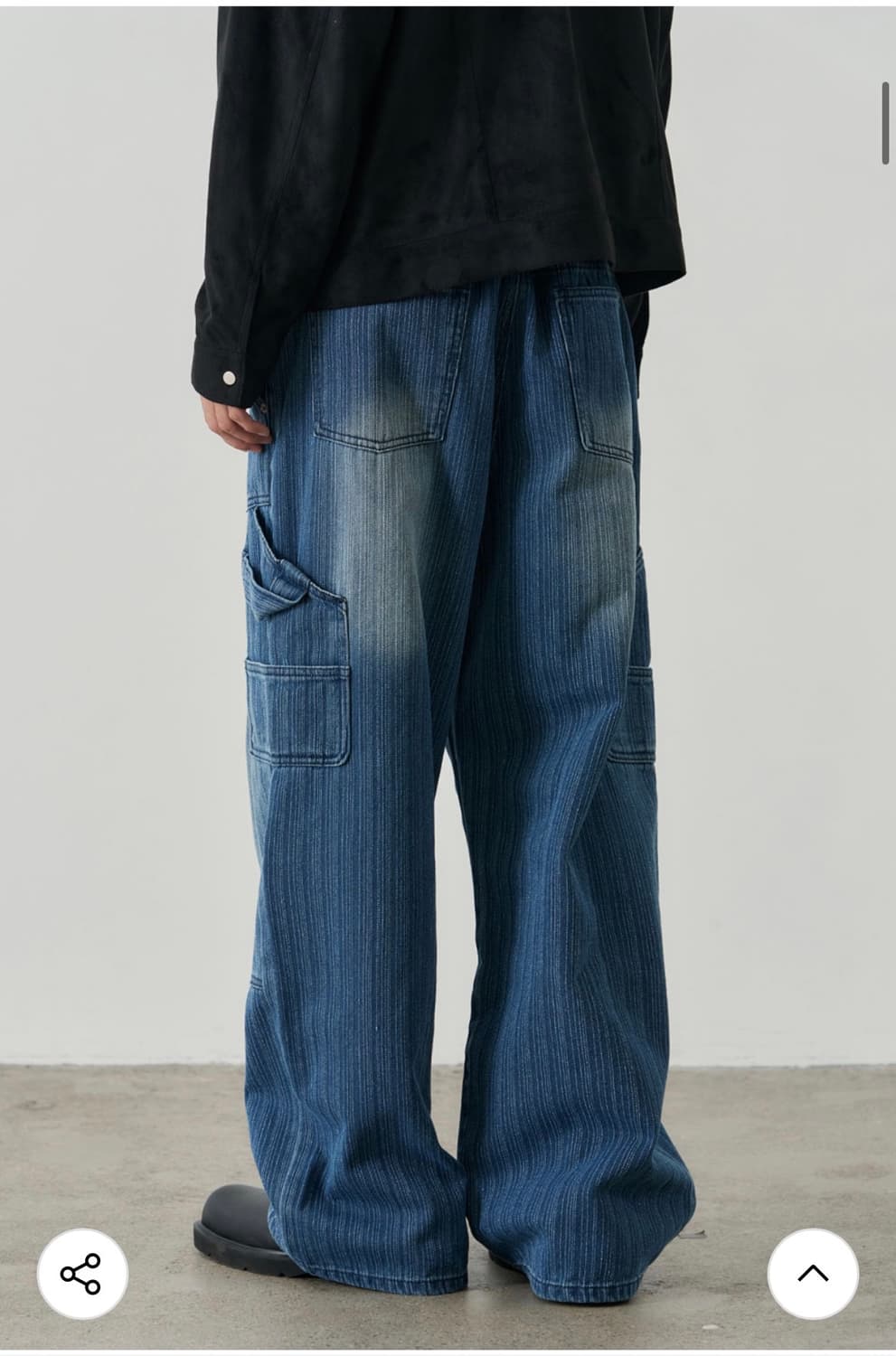 (L) 알리스 스트라이프 리버스 카펜터 데님 팬츠 [미드블루] 판매 상품이미지6