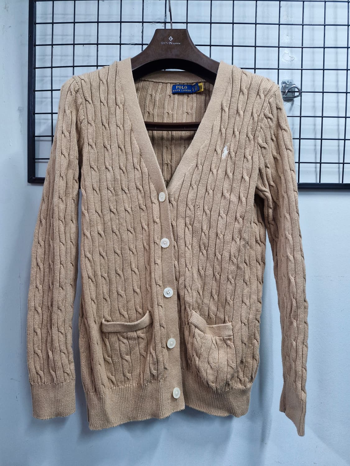 100L/77 폴로랄프로렌 케이블 니트 가디건 베이지 상품이미지1