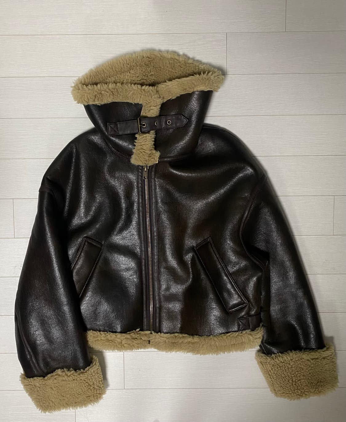 하이넥 무스탕 퍼 자켓 상품이미지1