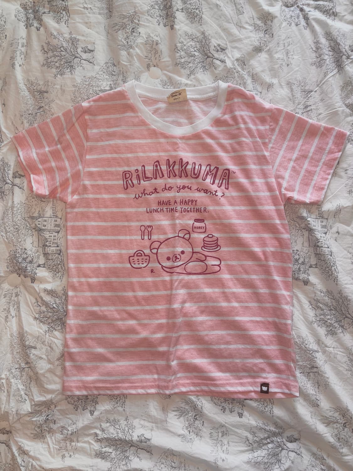 리락쿠마 핑크 딸기우유 스트라이프 반팔티 모리걸 상품이미지2