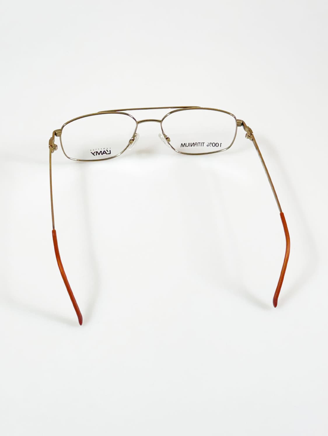 LAMY 골드 티타늄 슬림 스퀘어 보잉 프레임 빈티지 안경 상품이미지5