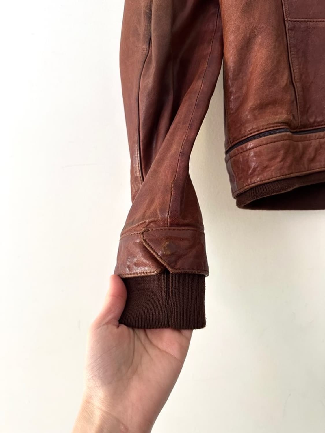 Loose sheepskin leather jacket / orange  상품이미지8