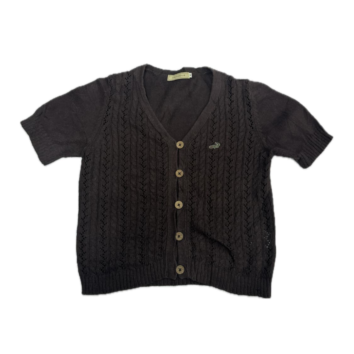 재팬 크로커다일 반팔 브이넥 니트 가디건 핀터 그런지 히피 라떼 모리걸 상품이미지3