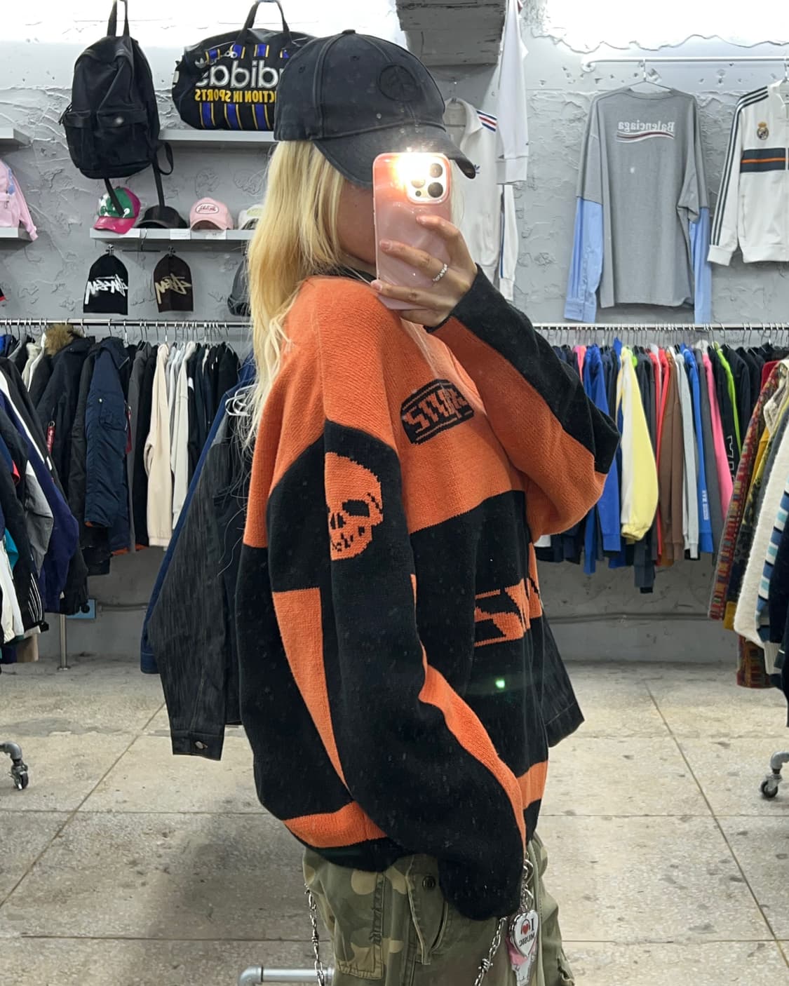 착샷O 엑스톤즈 스컬 니트집업 상품이미지4