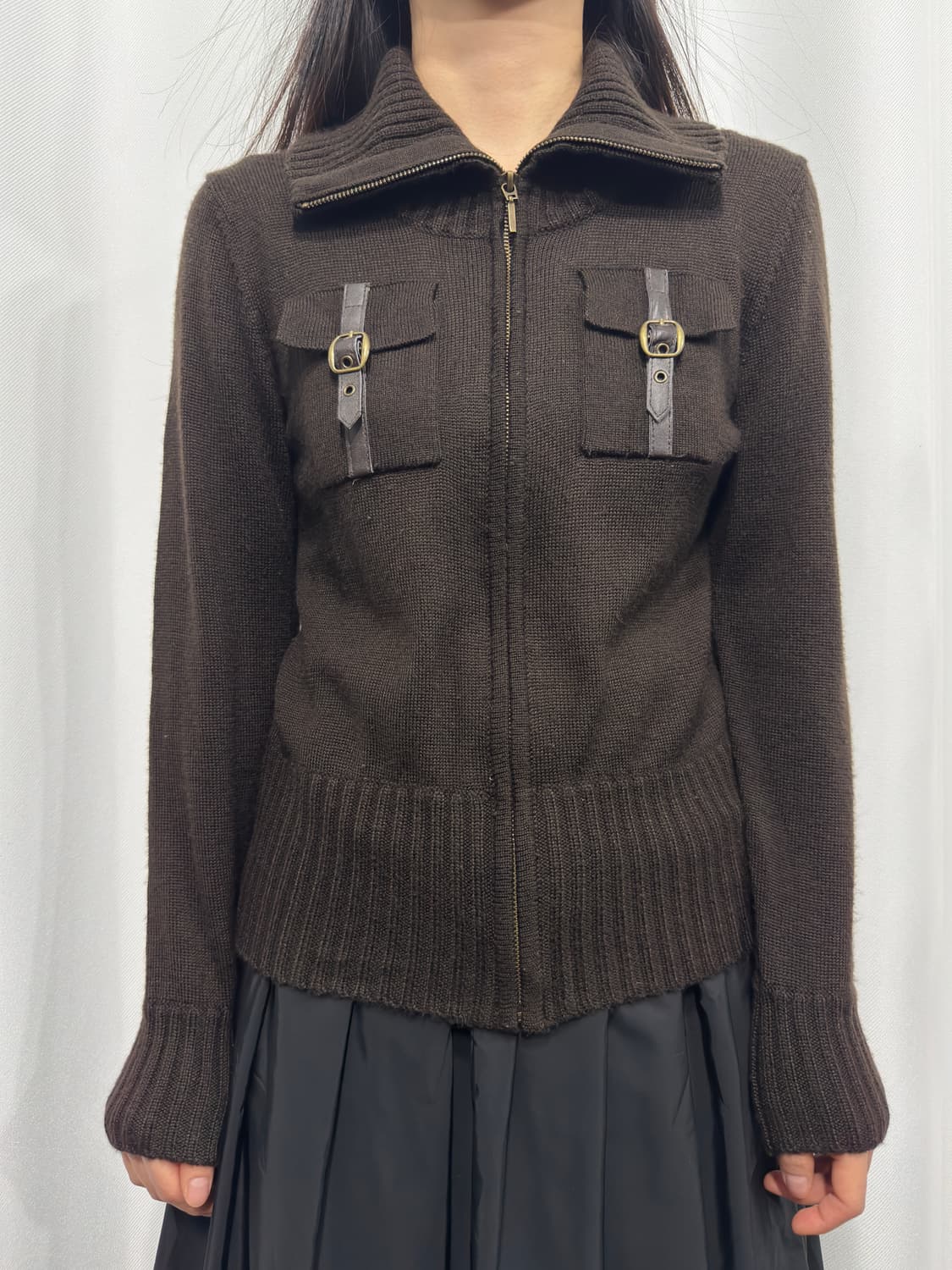 b.k.m.s pocket wool knit slim zipup 상품이미지2