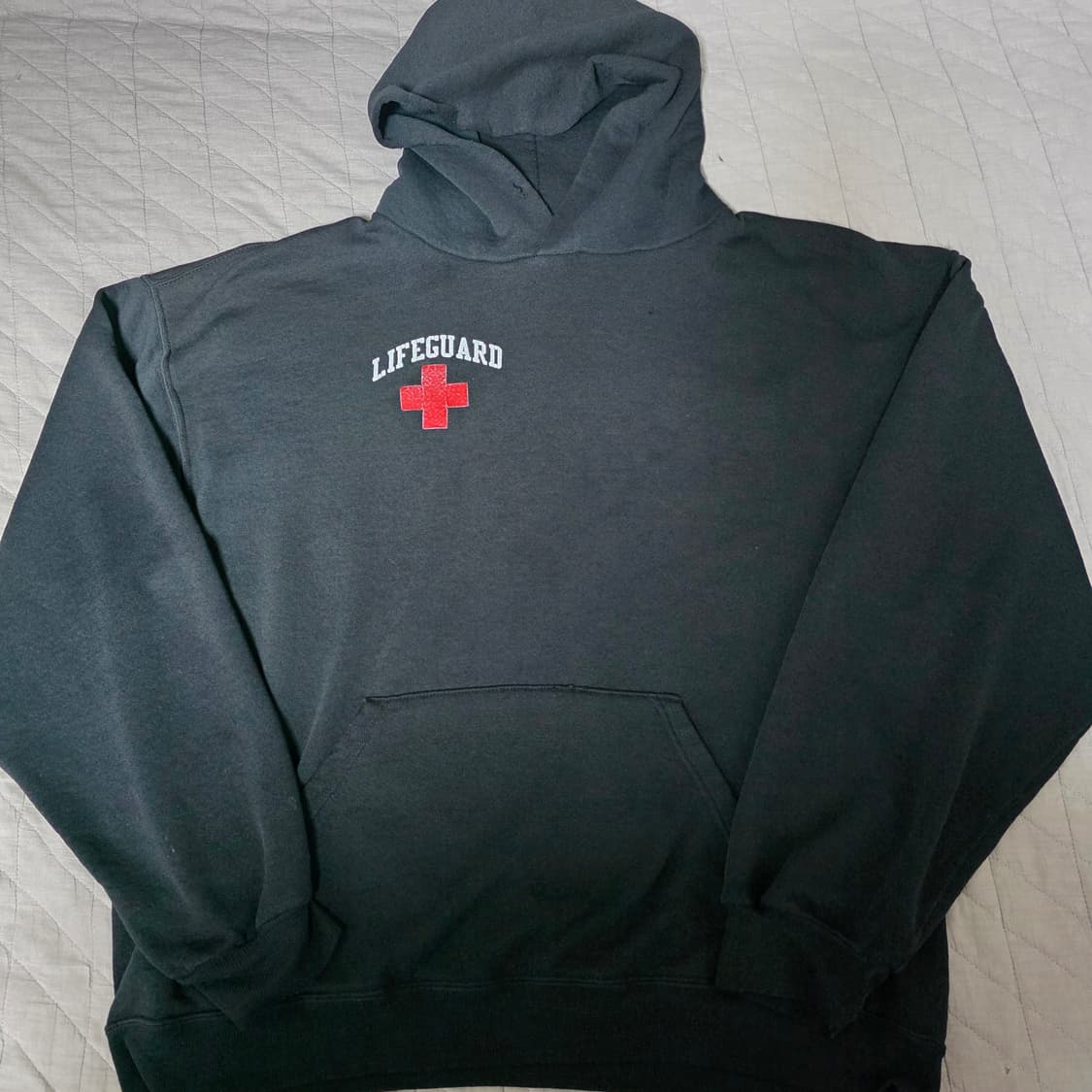 [L] 90s 빈티지 러셀 애슬레틱 라이프가드 후드 블랙 트래쉬드 상품이미지1