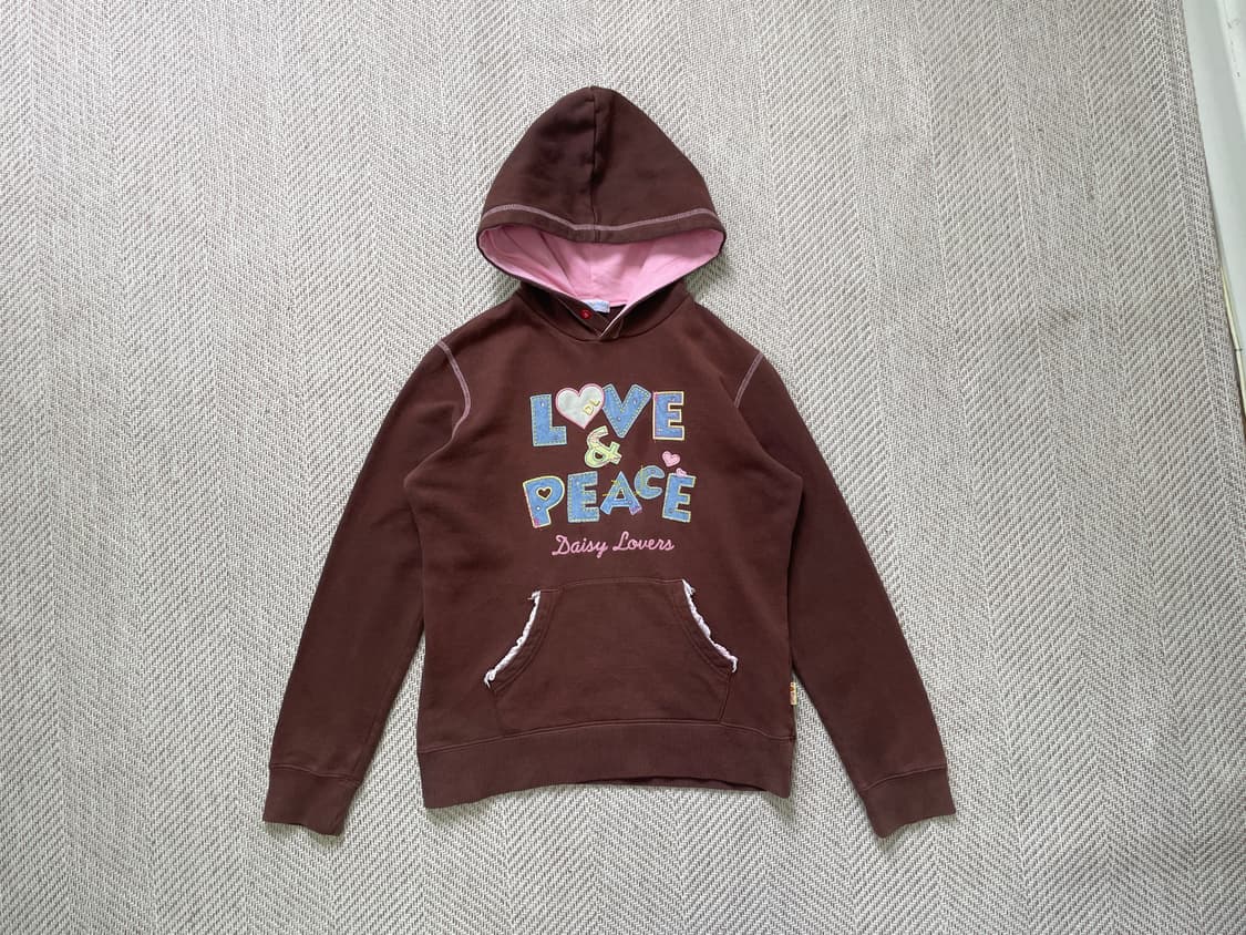 빈티지 love peace 브라운 후드집업 상품이미지1